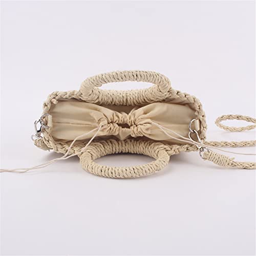 Women Handwoven Straw Beach Hobo Bag Round Handle Ring Toto Retro Summer Shoulder Bags Purse Crossbody Handbags With Bow #TOP3