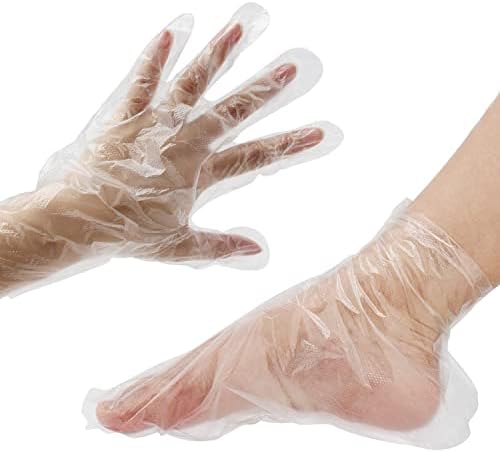 200pcs Paraffin Wax Bath Liners, Paraffin Bags for Hand & Foot, Plastic Paraffin Socks and Gloves for Therabath Hot Wax Therapy Bags Covers for Paraffin Wax Machine (200pcs mittens booties)
