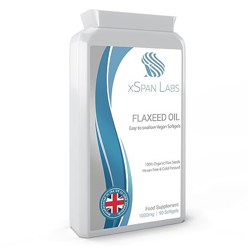 Flaxseed Oil Capsules 1000mg 90 Vegan Soft Gels - Rich in Omega 3 6 and 9 Fatty Acids Crafted Exclusively from Cold-Pressed Hexane-Free Organic Flax Seeds Proudly Manufactured in The UK