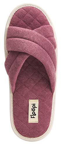Floopi Womens Soft Criss Cross Open Toe Slippers With Quilted Terry Sitch Insole Lining, Memory Foam, Anti-Skid Rubber Outsole For Summer #TOP3