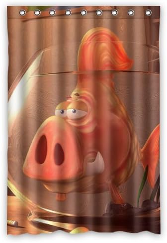48"(W) x 72"(H) 100% Polyester Jokes Pig Fish Fashion Trend Shower Curtain,Bathroom Curtain