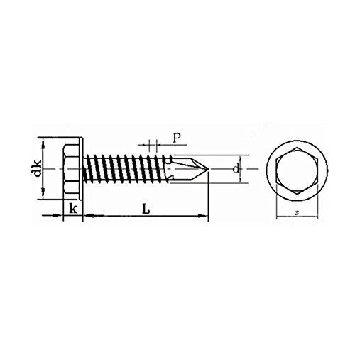 Tornillo auto perforante acero inoxidable #8 hexagonal 100 unidades miniatura 5