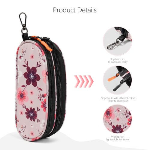 Image of Double Eyeglasses Case Soft Portable Zipper Sunglasses Pouch with Keychain Clip for Men Women