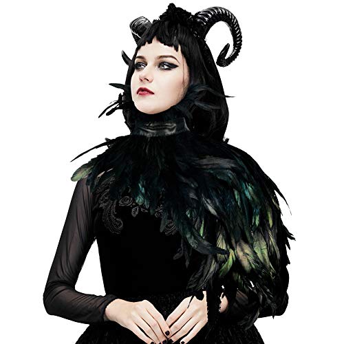 HOMELEX Gótico Real Pluma Capa Chal Hombro Alas Gargantilla Collar (YM45)