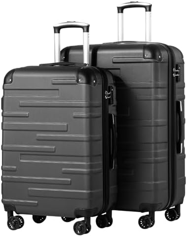 COOLIFE 2-TLG Kofferset, L+XL, leicht Reisekoffer mit TSA, ABS-Hartschale | 3 cm erweiterbar(nur XL), leise 360° Rollen, Teleskopgriff, YKK-Reißverschlüsse, stoßfeste Ecken, für Pä