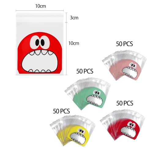 YINGLUOEU 200 Stück Cellophantüten Selbstklebend Plastiktüten Klein Bonbons Tüten für Bäckerei Kekse Süßigkeiten Schokolade Kinderparty (10 x 10cm)