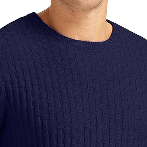 Mens Waffle Sweater Ribbing Edge Male Waffle Crewneck Sweater Crewneck Twist Sweaters for Men2