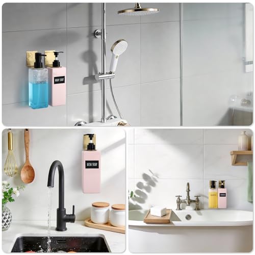 Image of Segbeauty Non-Drilling Adhesive Bottle Holder, 3pcs Bathroom Bottle Dispenser Holder, Dia 1.1 inch 2.8cm Lotion bottle Wall Mount, Rustproof Shampoo Bottle Holder Wall Hanging Rack for Kitchen Toilet Gold