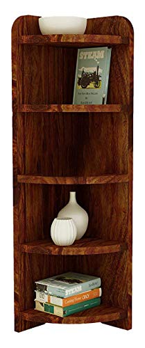 Image of MAMTA DECORATION Sheesham Wood 5 Tier Corner Wall Shelves for Living Room | Corner Shelf | Teak Finish, Standard (MD-CORNER-WS-05-TB-N)