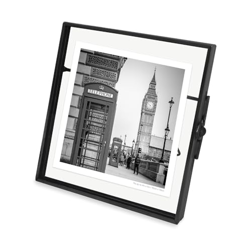 Isaac Jacobs 4x4 Black Metal Floating Photo Frame with ClaspLock