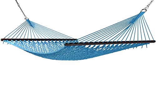 Caribbean Rope Hammock - 55 Inch - Soft-Spun Polyester (Light Blue) #TOP1