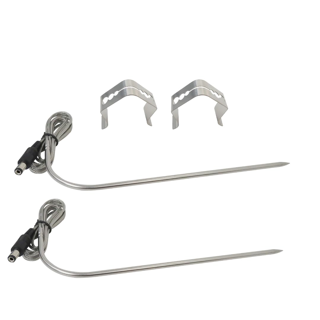 Artmavin Temperature Probe with Clips Set for Rec Tec, for RT-700, for RT-590, for RT-340, for RT-2500 BFG, for RT-680, for RT-CMG Beast, Stainless Steel Meat Temperature Probe, 2-Pack