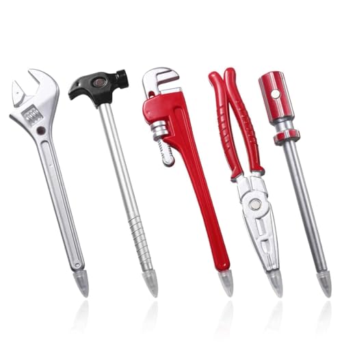 VYIBPDY - VYIBPDY Pack de 5 Stylo Fantaisie avec clé à Encre Noire, Pince, Marteau, Tournevis, Design pour Papeterie Scolaire et de Bureau