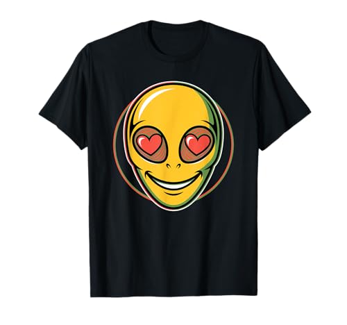 Heart Eyes Alien Edm Rave Techno Psychedelic Raver Music Camiseta