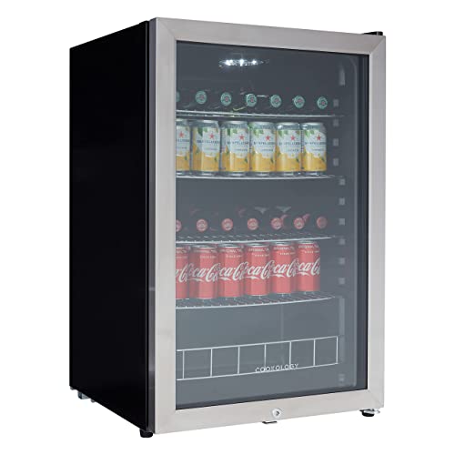 Cookology CBC130 Undercounter Drinks Fridge, 54cm Glass Door Beverage Cooler (Silver)