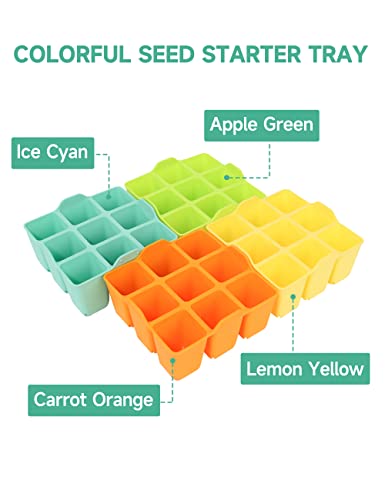 LAWNFUL 8 Packs Colorful Seedling Starter Trays, Silicone Seed Starter Trays Suitable for 10" 10" Planting Trays, BPA-Free & Dishwasher Safe, Indoor Gardening Plant Germination Trays - Image 2