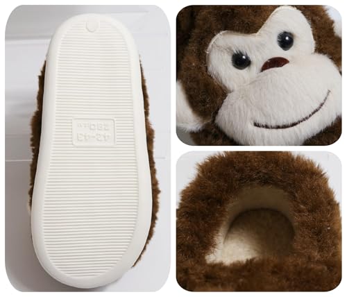 Monkey Animal Slippers for Women Cute Plush Home Warm Winter Indoor Shoes4