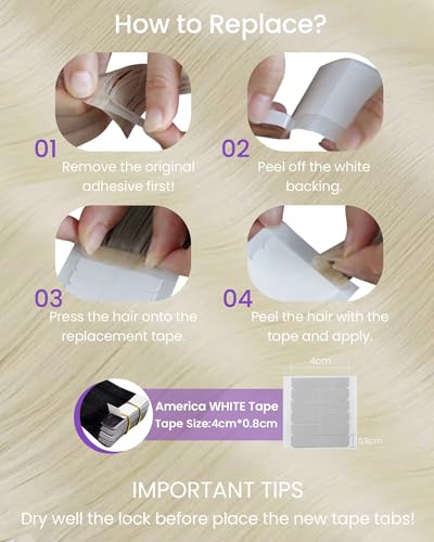 Image of LaaVoo Tape in Extensions Human Hair Bleach Blonde Tape in Hair Extensions Human Hair Invisible Tape on Hair Extensions Soft Hair 20inch 20pcs /50g