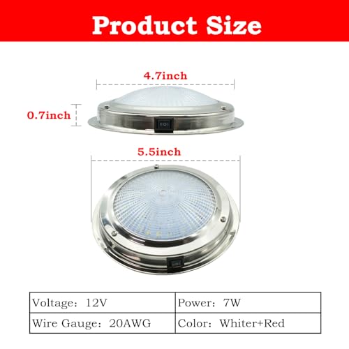SMIXCTEK Marine Boat Dome Light, Dual Color 5.5" LED Interior Cabin Lights by SMIXCTEK - Image 3