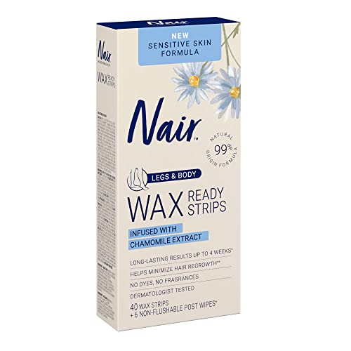 Nair Sensitive Ready Wax Strips, Legs & Body, 40 Ct #TOP3