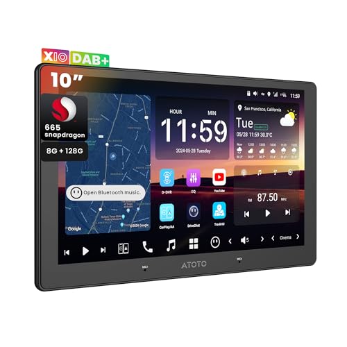 [10 Zoll ] ATOTOZONE DAB+ Android Autoradio Doppel-Din, KI-Agent, Golden-Hour-Warnung, Parkwächter, 8G+128G, 4G LTE, 7.1.2 Audio, 4V RCA, HDMI-Eingang, Kabelloses Carplay & Android Auto,X10DG211E