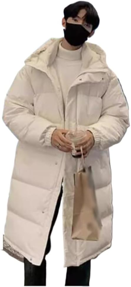 VIDI Hooded Down Jacket Men's Autumn And Winter Coat Loose Medium Long Bread Suit White Duck