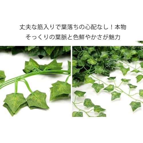 フェイクグリーン アイビー 壁掛け 人工観葉植物 リアル葉脈 枯れない緑葉 インテリア 吊り下げガーランド 飾り リーフグリーン サンスベリア 造花藤 リース 玄関 庭園 ベランダ 室内 オフィス 緑 植物装飾 屋外 結婚式 パーティー 飾り用 撮影用 DIY人工緑植カーテン 目隠し ウォールグリーン 自然感 防水 20本セット (長さ210ｃｍ, ポトス) [並行輸入品] [3]