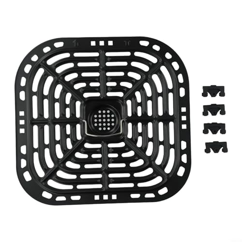 Entgoinggo Sartén antiadherente para freidora de aire con asa perforada, para cocinar uniformemente, bandeja de repuesto de acero al carbono, para pollo y verduras (1 sartén para freidora de aire)