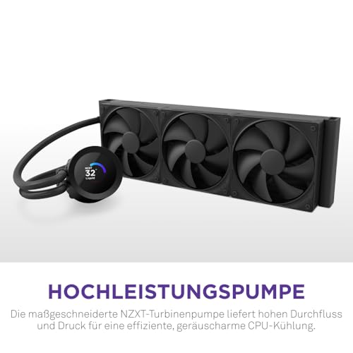 NZXT Kraken Plus 360 - AIO CPU Liquid Cooler - 360mm Radiator - 3 x F120P Fans - Adjustable 1.54" Square LCD - AMD® AM5, AM4 - Intel® LGA 1851/1700, 1200/115X - Black 2