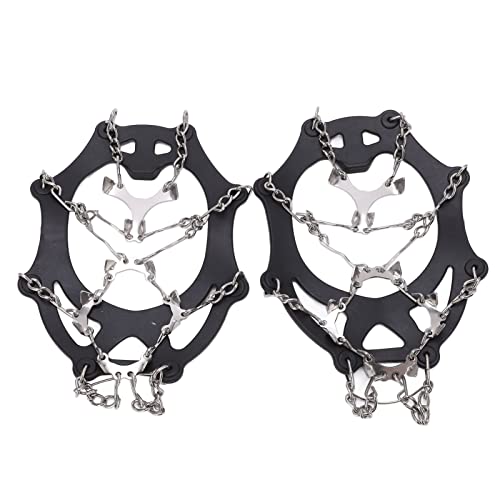 2 Pcs Outdoor 12 Tooth Mountaineering Crampons Stainless Steel Crampons Snow Anti Slip Shoe Covers Black (L 110 X 80 X 38cm (43.3in L X 31.5in W X 14.96in)