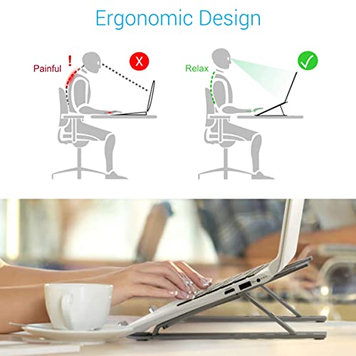Portronics My Buddy K Portable Laptop Stand with Adjustable Height, Foldable, OverHeating Protection for Laptops & MacBooks (Grey) view 2