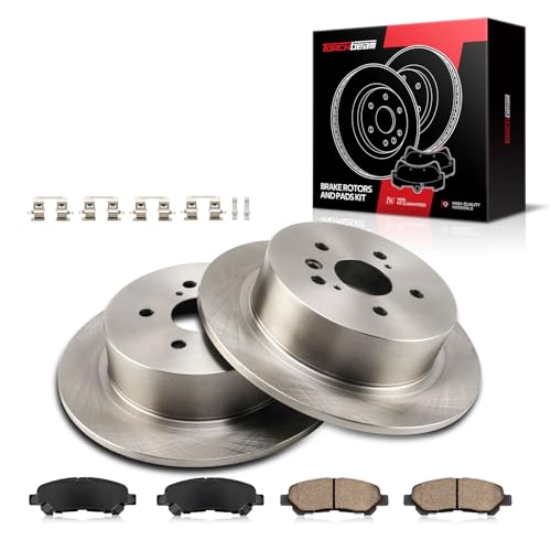 Torchbeam Brake Rotors and Pads Kit Fit Toyota Highlander 2008-2013, 2014 3.5L, 12.17in Rotors, 31507+D1325 Brake Kit, Rear Brakes and Rotors