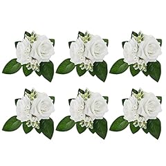 6 Pcs Boutonnieres White#2