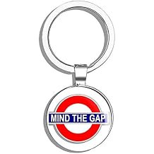 HJ Media Tube Sign Shaped Mind The Gap UK England Underground Metal Round Metal Key Chain Keychain Ring