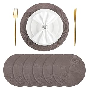 BAOFIN Platzsets 6er Set Runde Braun
