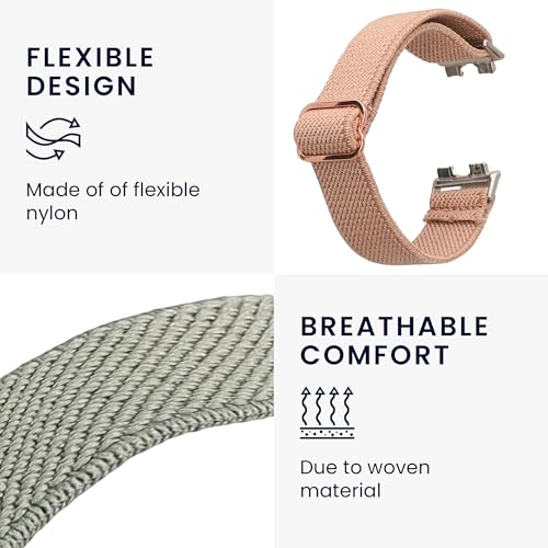 kwmobile 2X Sportarmband kompatibel mit Huawei Band 10/9 / 8 Armband - Sport Ersatzarmband Set aus Nylon f&uuml;r Fitnesstracker - Gr&uuml;n Altrosa