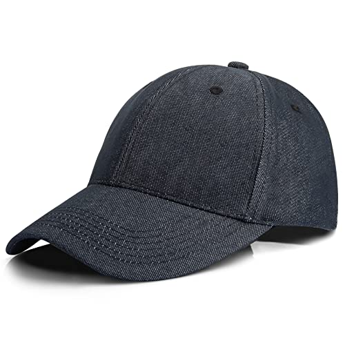 KELOYI Cap Herren Schwarz Denim Vintage Damen Basecap Baumwoll Männer Verstellbar Baseball Kappe Retro Running Polo Atmungsaktiv Cappy Sport Kappies Jeans
