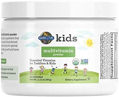 Garden of Life Kids Multivitamin Powder, Daily Vitamins and Minerals for Toddlers & Kids - Organic Toddler Multi Powder with 15 Vitamin C, D3, Zinc for Healthy Growth - Gluten Free - 30 Day Supply