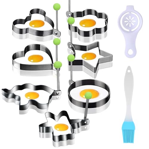 Galerie SV 7 Piezas Molde Para Freir Huevos Moldes Para Huevos Fritos Molde Para Tortilla de Acero Inoxidable Adecuado para Tortillas, Mini Panqueques, Rollitos de Primavera