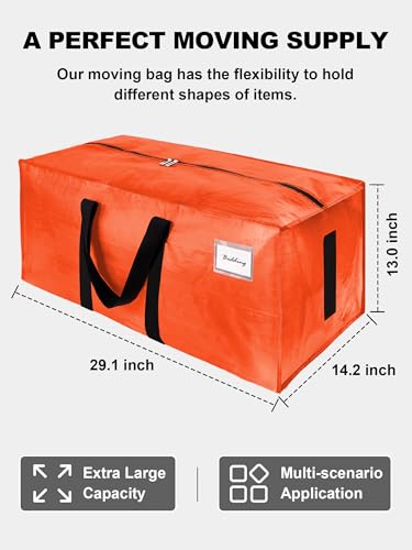 Image of 80 Pack Large Strong Moving Bags with Zippers & Carrying Handles - Water-Resistant - Heavy Duty Storage Tote for Space Saving, Fold Flat, Alternative to Moving Box (Multicolored)