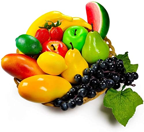 Image of Ulalaza 14pcs Fake Fruit Artificial Realistic Model Lifelike Decorative Foam Fruits & Vegetables for Hand Made Home, House Kitchen Party Decoration Desk Ornament