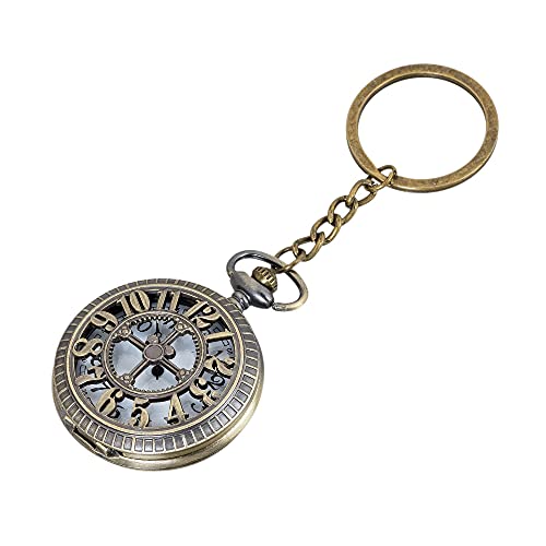 Image of AUGEN Pocket Watch Metal Keychain Clock Retro Vintage for Gifting With Key Ring Anti-Rust (Pack Of 1)