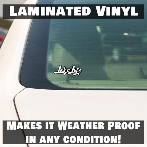 Image of Lake Life Vinyl Decals Stickers (Two Pack) for Cars Trucks Windows Bumpers Walls Laptops Skins - 2-5.5 Inch Decals at Largest Point -No Background (White)