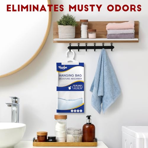 TUXIYA Moisture Absorbers 30 Pack,Hanging Closet Dehumidifier Bags,Moisture Absorbing Bags, Desiccant,Moisture Absorbing Bags for Closet,Wardrobes,Bedrooms, Bathrooms