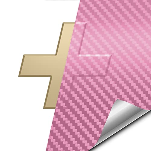 VViViD Auto Emblem Vinyl Wrap, Pink 3D Carbon Fiber, Compatible with Chevy Bowtie Logo, 11.8 Inches x 4 Inches Sheets (x2)