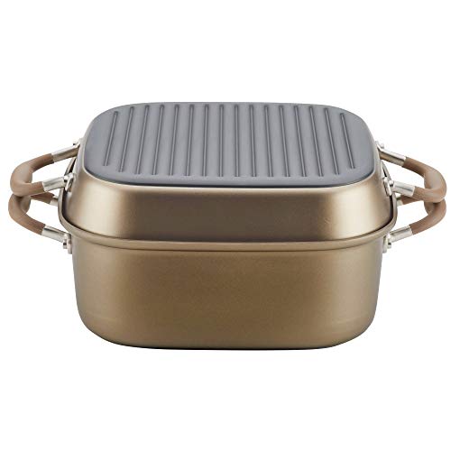 Anolon Advanced Nonstick 2-In-1 Deep Square Grill Pan And Square Roaster, 11-Inch, Umber #TOP20