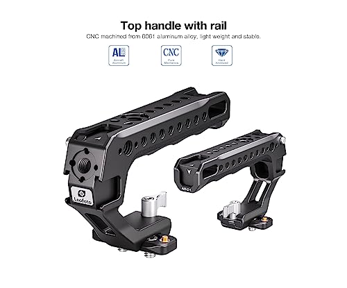 Image of Leofoto AH-2 Camera Top Handle, ARRI Side Locating Sockets, Cold Shoe Mount, Multiple 1 /4 inch-20 Accessory Sockets, Three Option Available (AH-2-1-NATO)