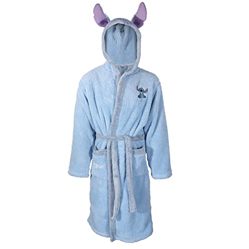 Disney Lilo & Stich - Albornoz de punto de forro polar súper suave para mujer, azul, L - XL