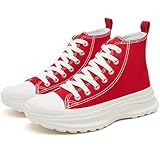 Yageyan Womens High Top Sneakers Platform Canvas Tennis Shoes Classic Casual Comfortable(red11)