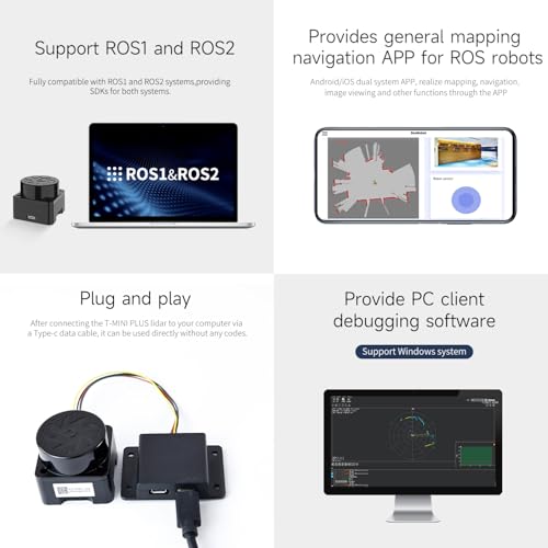 Image of Yahboom Lidar Range Sensor Supports 360 Scanning Detection, Compatible with ROS 1 /2,Raspberry Pi,、Jetson /RDK Series Robots to Realize Lidar Mapping Navigation 12M
